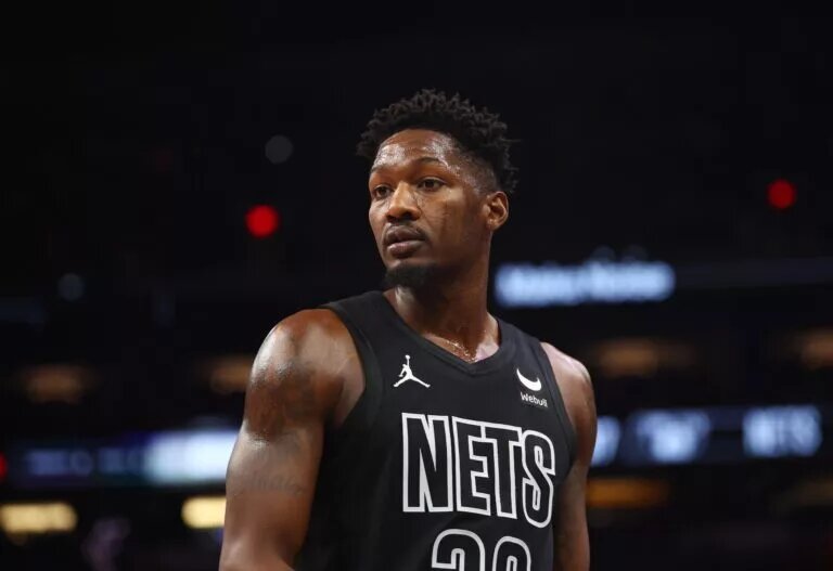 Dec 13, 2023; Phoenix, Arizona, USA; Brooklyn Nets forward Dorian Finney-Smith (28) against the Phoenix Suns at Footprint Center. Mandatory Credit: Mark J. Rebilas-USA TODAY Sports