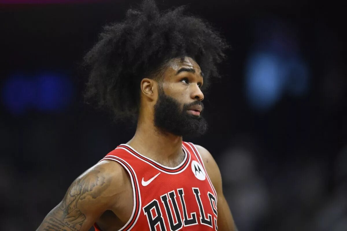 Chicago Bulls guard Coby White (0) stands on the court in the second quarter against the Cleveland Cavaliers at Rocket Mortgage FieldHouse.