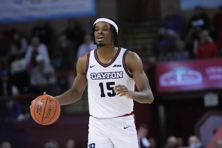Nov 17, 2023; Charleston, SC, USA;Dayton Flyers forward DaRon Holmes II (15) brings the ball up court in the second half against the St. John's Red Storm at TD Arena. Mandatory Credit: David Yeazell-USA TODAY Sports