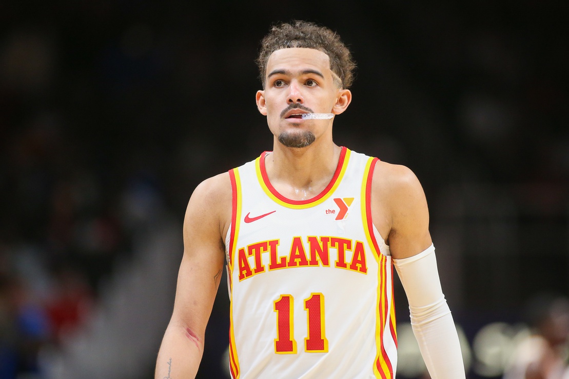 Atlanta Hawks guard Trae Young (11) in action against the Dallas Mavericks in the second half at State Farm Arena.