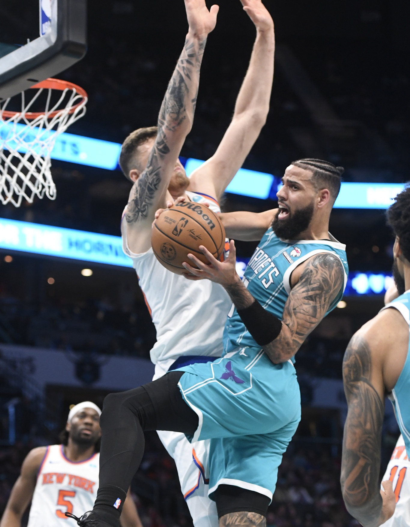 Charlotte Hornets forward Cody Martin (11) moves in during the second half against the New York Knicks at the Spectrum Center.