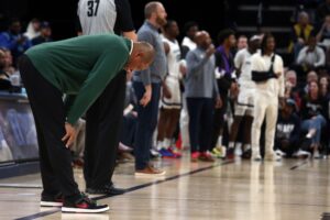 Milwaukee Bucks head coach Doc Rivers (left) reacts during the second half against the Memphis Grizzlies at FedExForum.