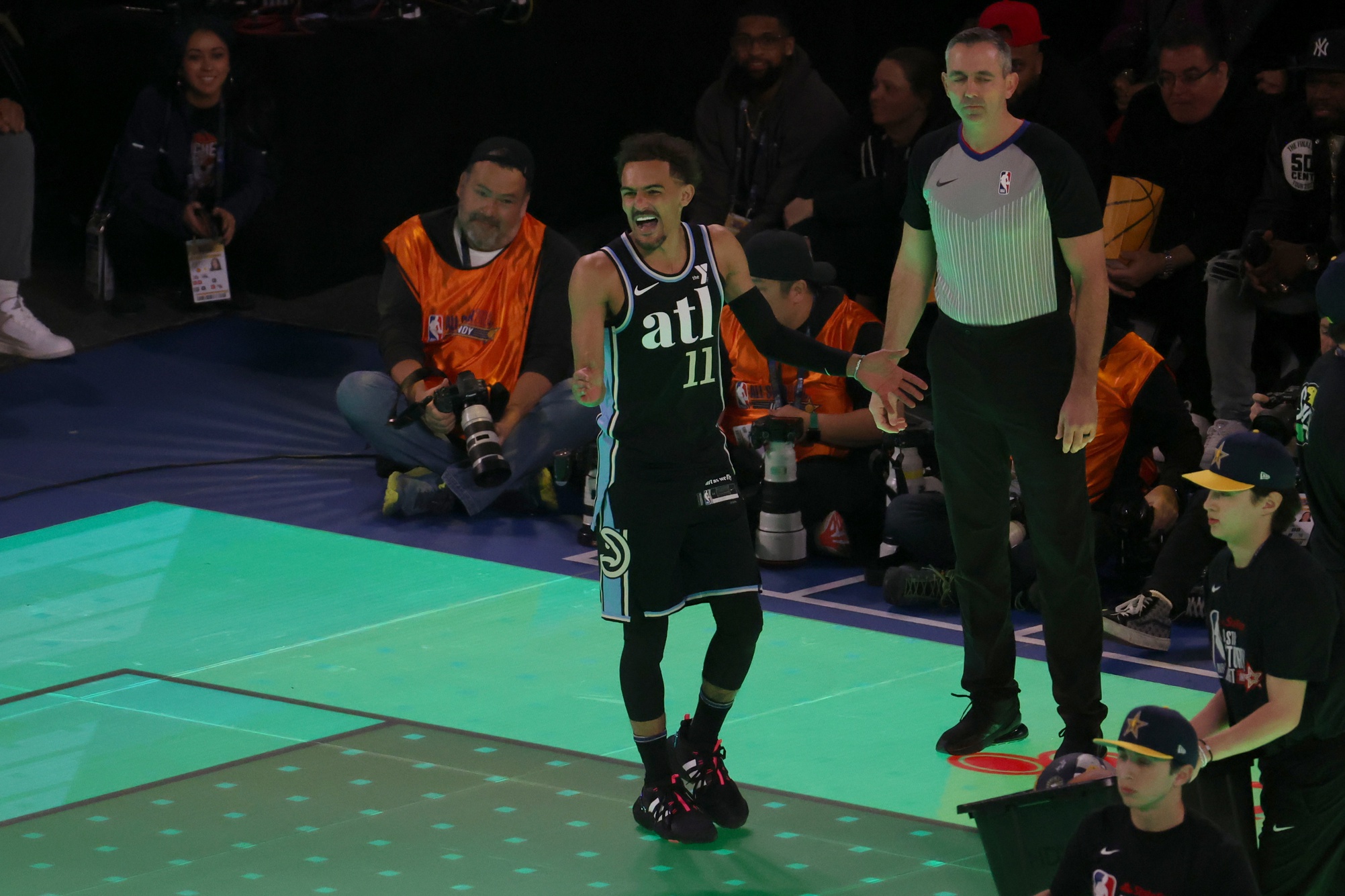 Atlanta Hawks guard Trae Young (11) competes in the Starry 3-Point Contest during NBA All Star Saturday Night at Lucas Oil Stadium.