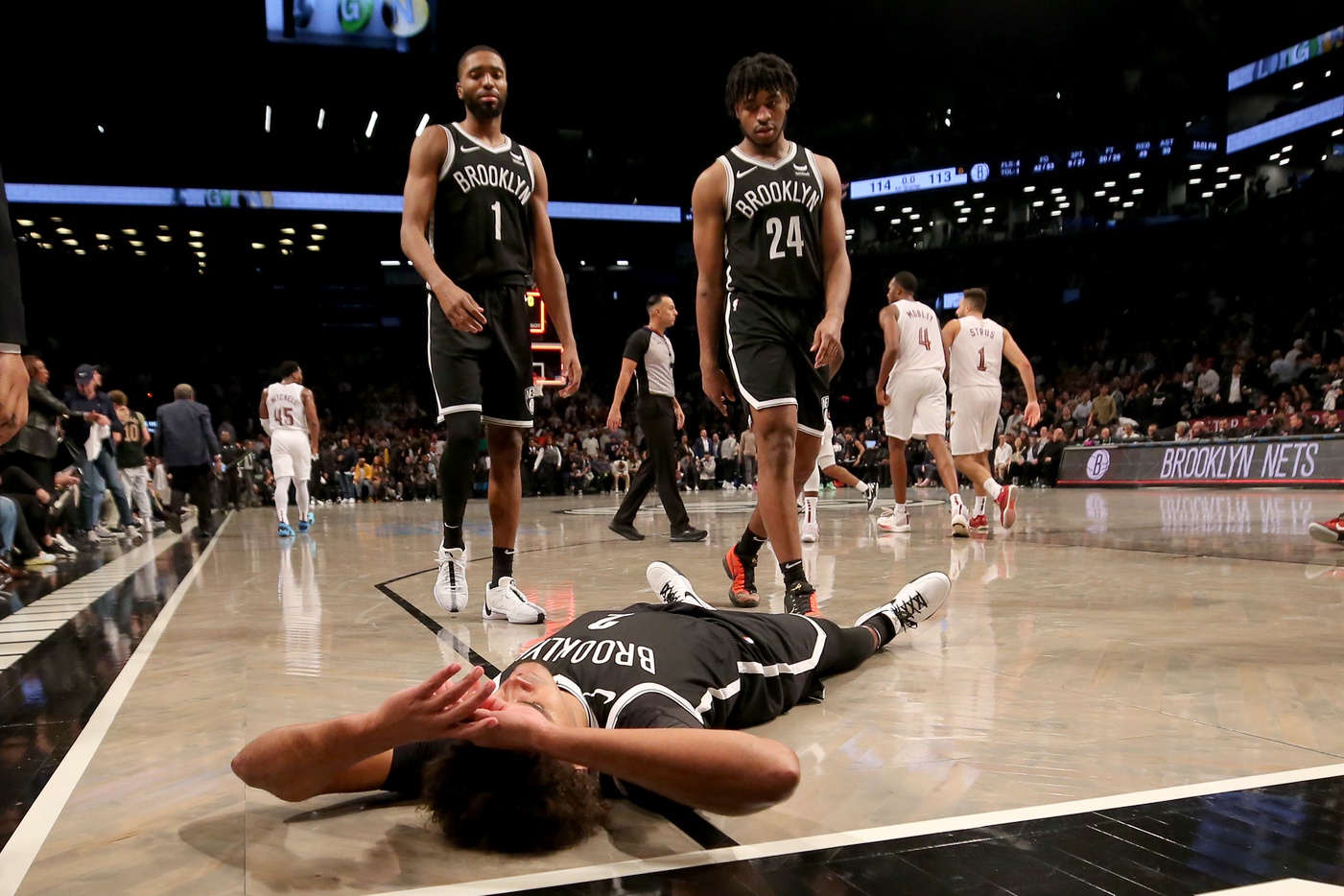 Brooklyn Nets wings Mikal Bridges, Cam Thomas, and Cameron Johnson