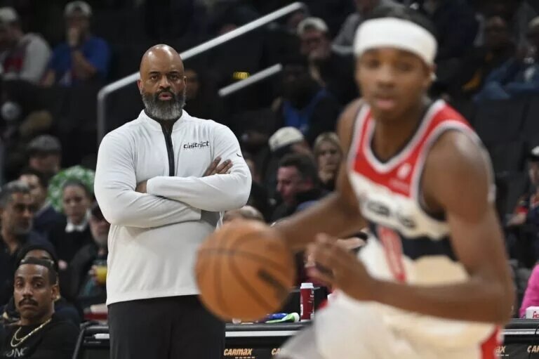 Washington Wizards rookie Bilal Coulibaly dribbles