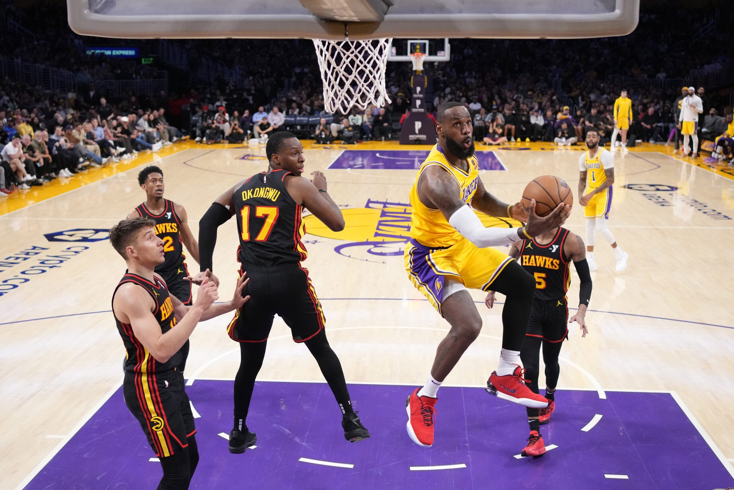 Los Angeles Lakers forward LeBron James attempts layup