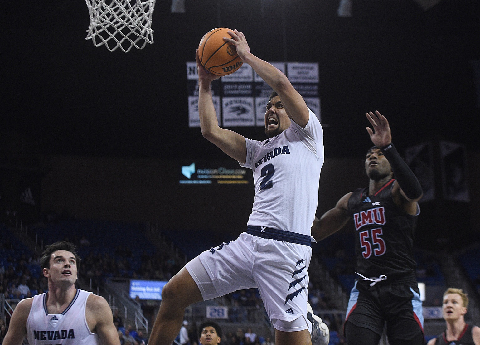 Nevada’s Jarod Lucas shoots while taking on LMU at Lawlor Events Center in Reno on Dec. 2, 2023.