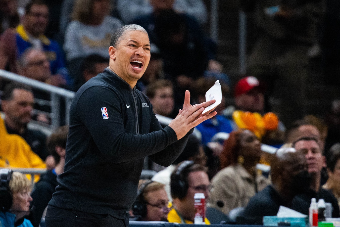 Ty Lue cheers on PJ Tucker first Clippers points in a month.