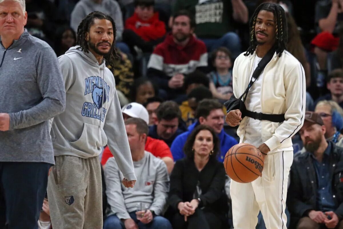 Memphis Grizzlies guard Ja Morant and Derrick Rose