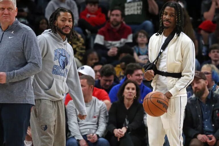 Memphis Grizzlies guard Ja Morant and Derrick Rose