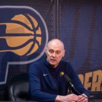 Mar 1, 2024; New Orleans, Louisiana, USA; Indiana Pacers head coach Rick Carlisle talks to the media before the game against the New Orleans Pelicans at Smoothie King Center. Mandatory Credit: Stephen Lew-USA TODAY Sports