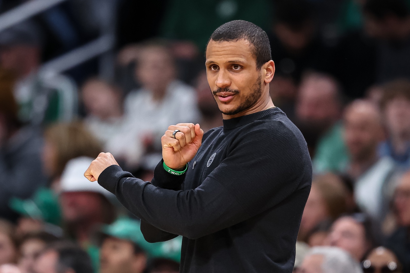Mar 17, 2024; Washington, District of Columbia, USA; Boston Celtics head coach Joe Mazzulla instructs players during the second half of the game against the Washington Wizards at Capital One Arena. Mandatory Credit: Scott Taetsch-USA TODAY Sports