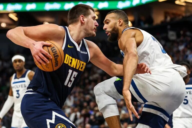 Minnesota Timberwolves center Rudy Gobert guards Denver Nuggets center Nikola Jokic