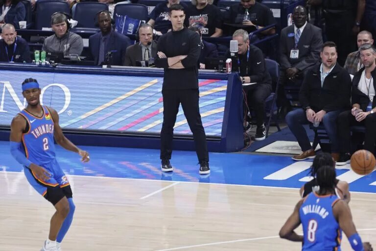 Oklahoma City Thunder head coach Mark Daigneault, the 2024 NBA Coach of the Year Award winner