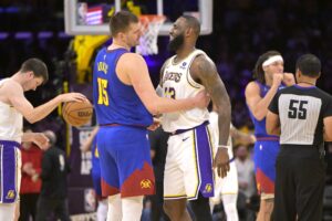 Los Angeles Lakers forward LeBron James and Denver Nuggets center Nikola Jokic, NBA Finals MVPs now facing off in a playoff rematch