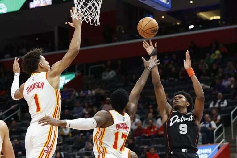 Atlanta Hawks defenders Jalen Johnson and Onyeka Okongwu, now out with injury