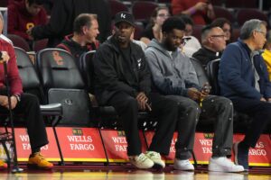 Rich Paul (Klutch Sports) watches client Bronny James at USC