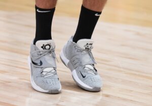 Mar 5, 2024; Toronto, Ontario, CAN; A general view of the basketball shoes of New Orleans Pelicans center Jonas Valanciunas (17) against the Toronto Raptors during the warmup before a game at Scotiabank Arena. Mandatory Credit: Nick Turchiaro-USA TODAY Sports
