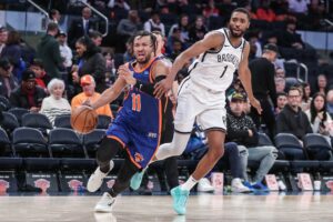 New York Knicks guard Jalen Brunson and Brooklyn Nets wing Mikal Bridges