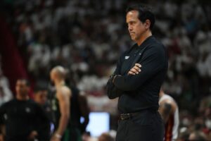 Erik Spoelstra and the Miami Heat will be without a key player in their Game 5 matchup against the Celtics.