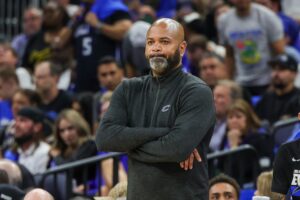 Cleveland Cavaliers head coach JB Bickerstaff looks on against the Orlando Magic during the second quarter of game six of the first round for the 2024 NBA playoffs at Kia Center.