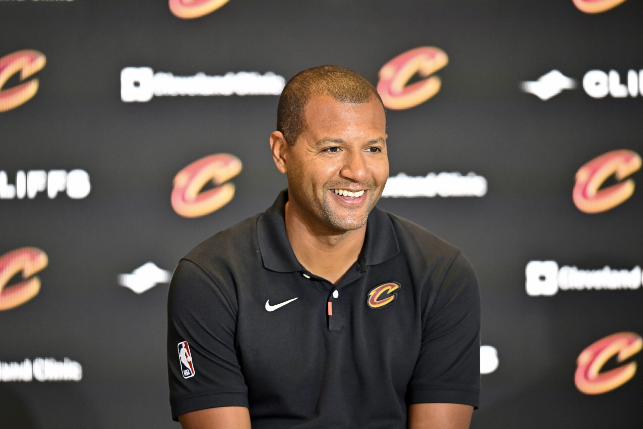 Sep 14, 2022; Cleveland, OH, USA; Cleveland Cavaliers president of basketball operations Koby Altman speaks to the media during an introductory press conference at Rocket Mortgage FieldHouse. Mandatory Credit: David Richard-USA TODAY Sports