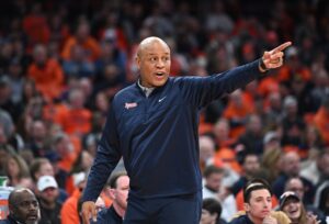 Feb 7, 2024; Syracuse, New York, USA; Syracuse Orange head coach Adrian Autry reacts to a play against the Louisville Cardinals in the second half at the JMA Wireless Dome. Mandatory Credit: Mark Konezny-USA TODAY Sports