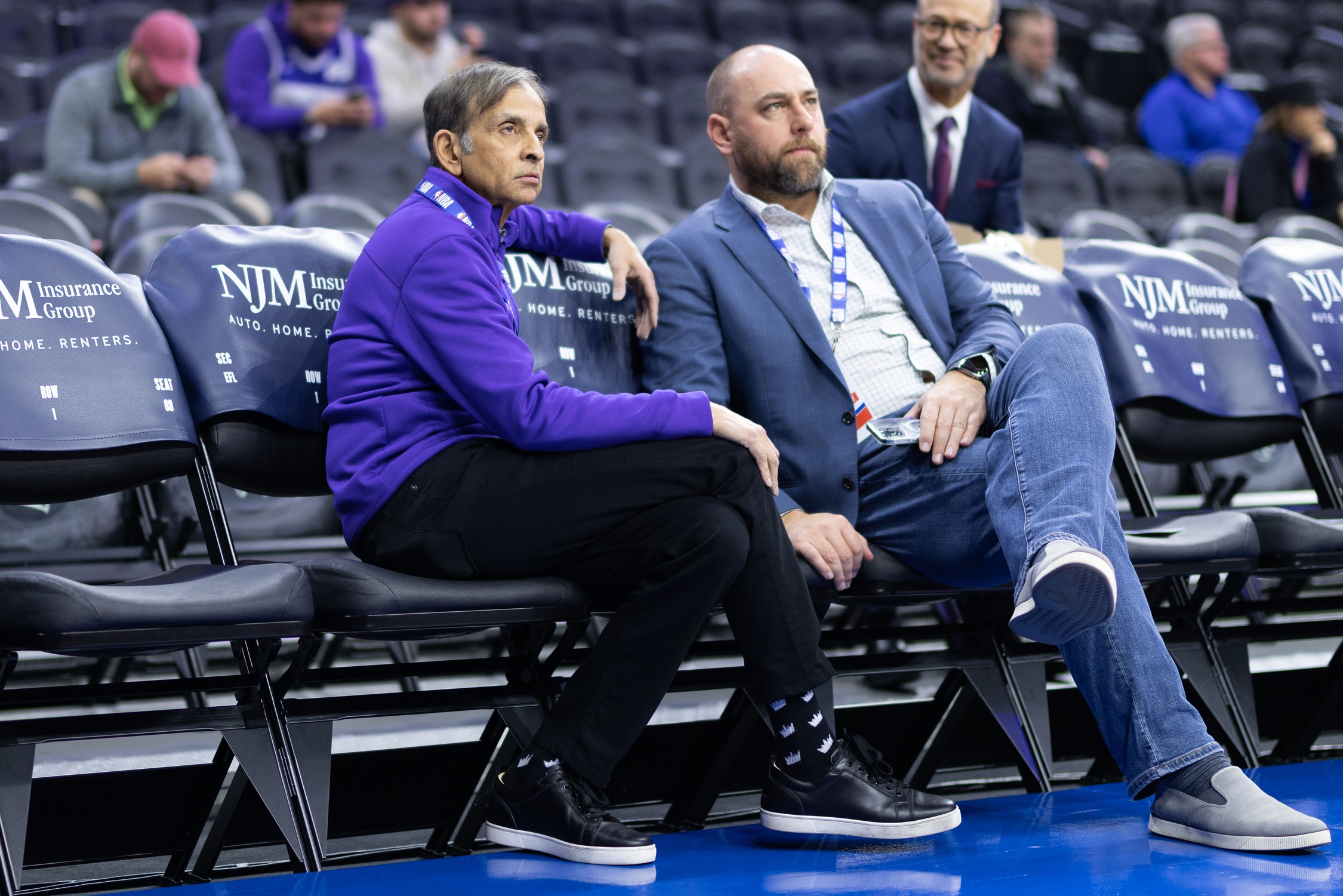 Sacramento Kings owner Vivek Ranadive (L) and general manager Monte McNair (R)