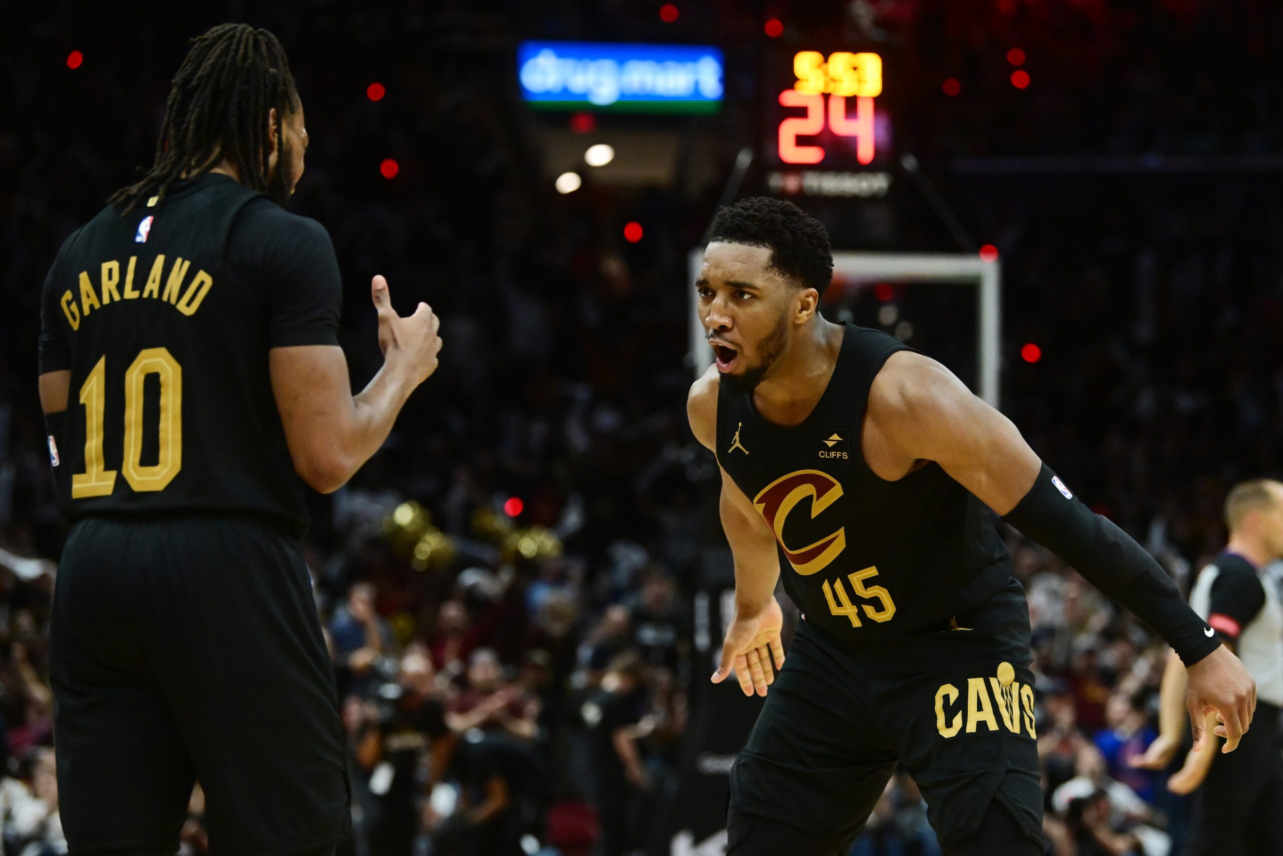 Cleveland Cavaliers guards Darius Garland and Donovan Mitchell