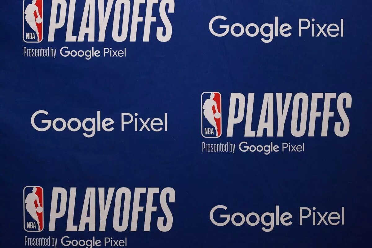 Apr 21, 2022; Denver, Colorado, USA; A general view of the NBA Playoffs logo after game three of the first round of the 2022 NBA playoffs between the Denver Nuggets and the Golden State Warriors at Ball Arena. Mandatory Credit: Isaiah J. Downing-USA TODAY Sports