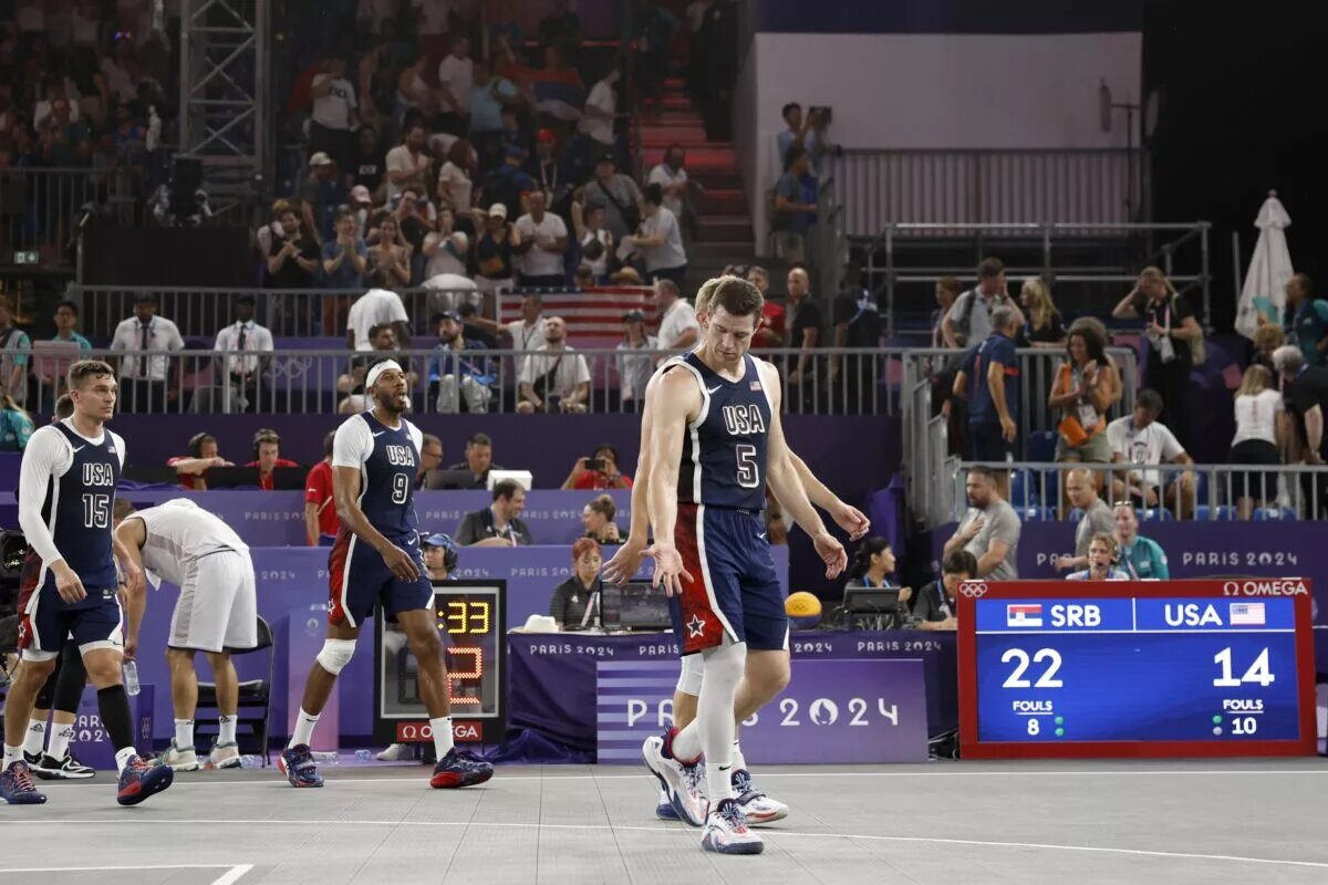 Team USA 3x3 basketball team at Paris Olympics