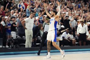 Team France shooting guard Isaia Cordinier at Paris Olympics, potential Cleveland Cavaliers free agent signing