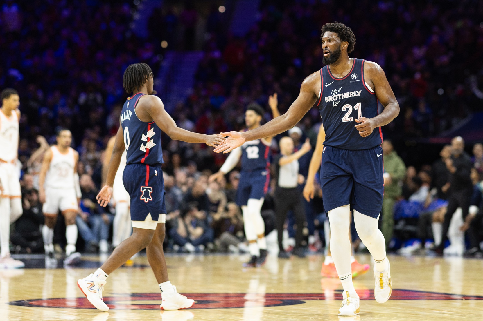 Joel Embiid and Tyrese Maxey are two key players for the 76ers this upcoming season.