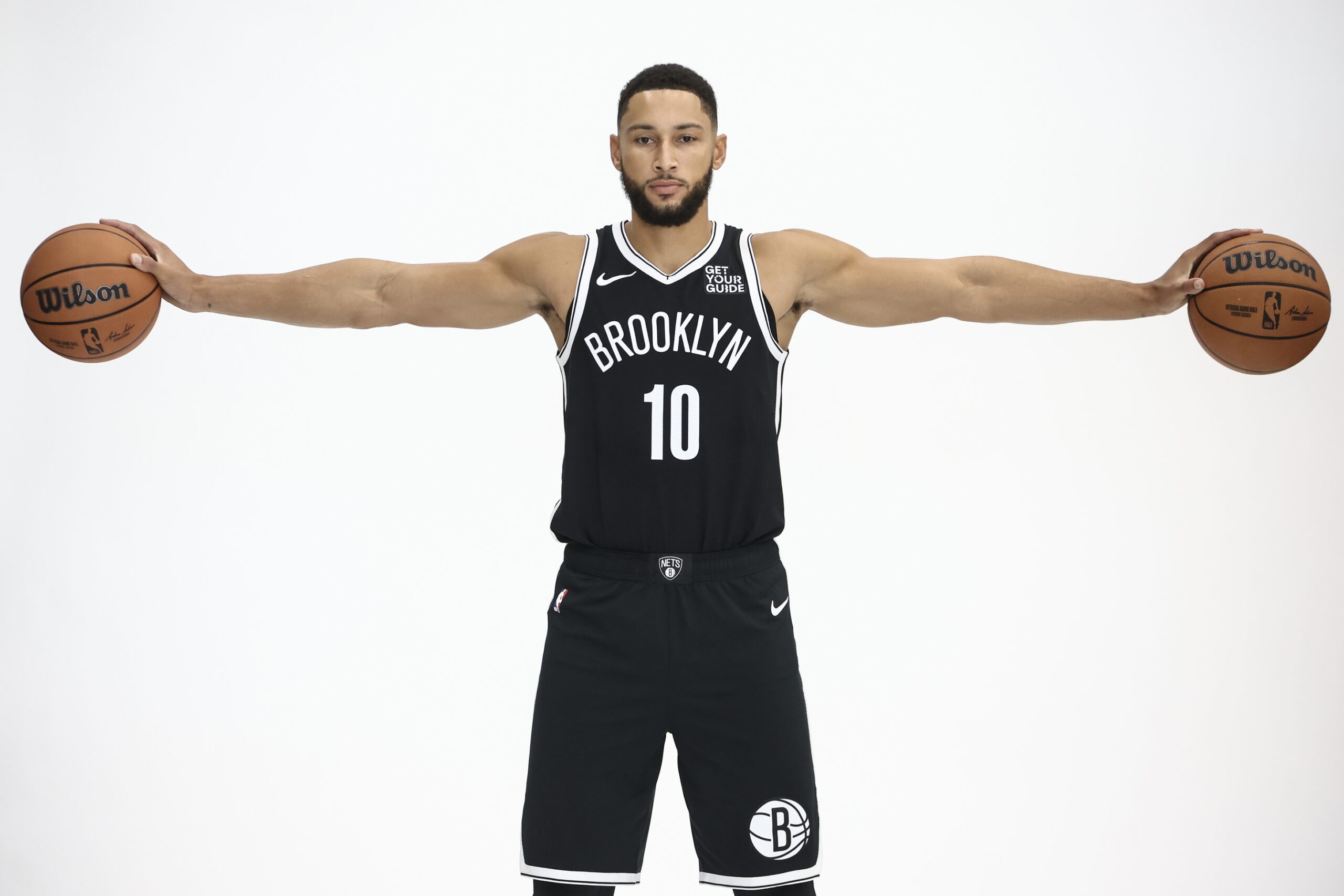 Brooklyn Nets guard Ben Simmons (10) at Brooklyn Nets Media Day