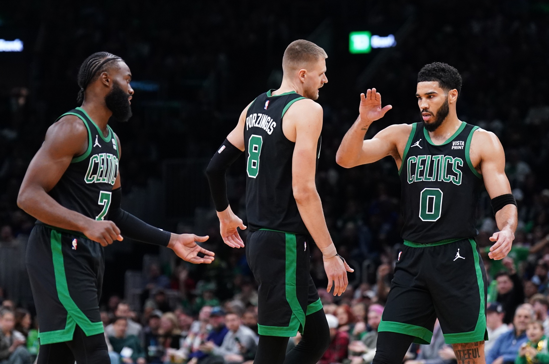 Jayson Tatum, Jaylen Brown, and Kristaps Porzingis all have career highs above 40 points.