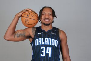 Orlando Magic center Wendell Carter Jr. (34) poses for a photo during Media Day