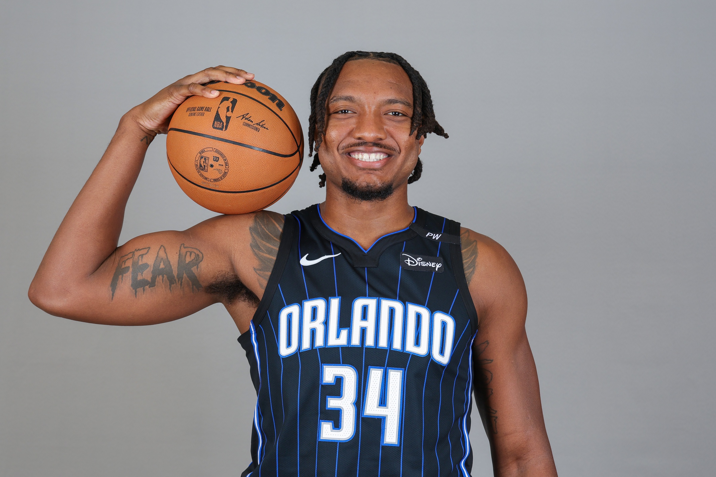 Orlando Magic center Wendell Carter Jr. (34) poses for a photo during Media Day