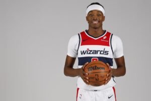 Washington Wizards guard Bilal Coulibaly (0) poses for a portrait