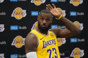 Los Angeles Lakers forward LeBron James (6) during media day