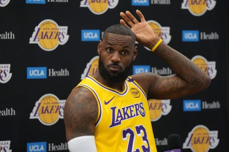 Los Angeles Lakers forward LeBron James (6) during media day