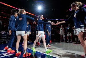 Photo of Indiana Fever guard Caitlin Clark (22) for San Antonio Spurs article about Victor Wembanyama