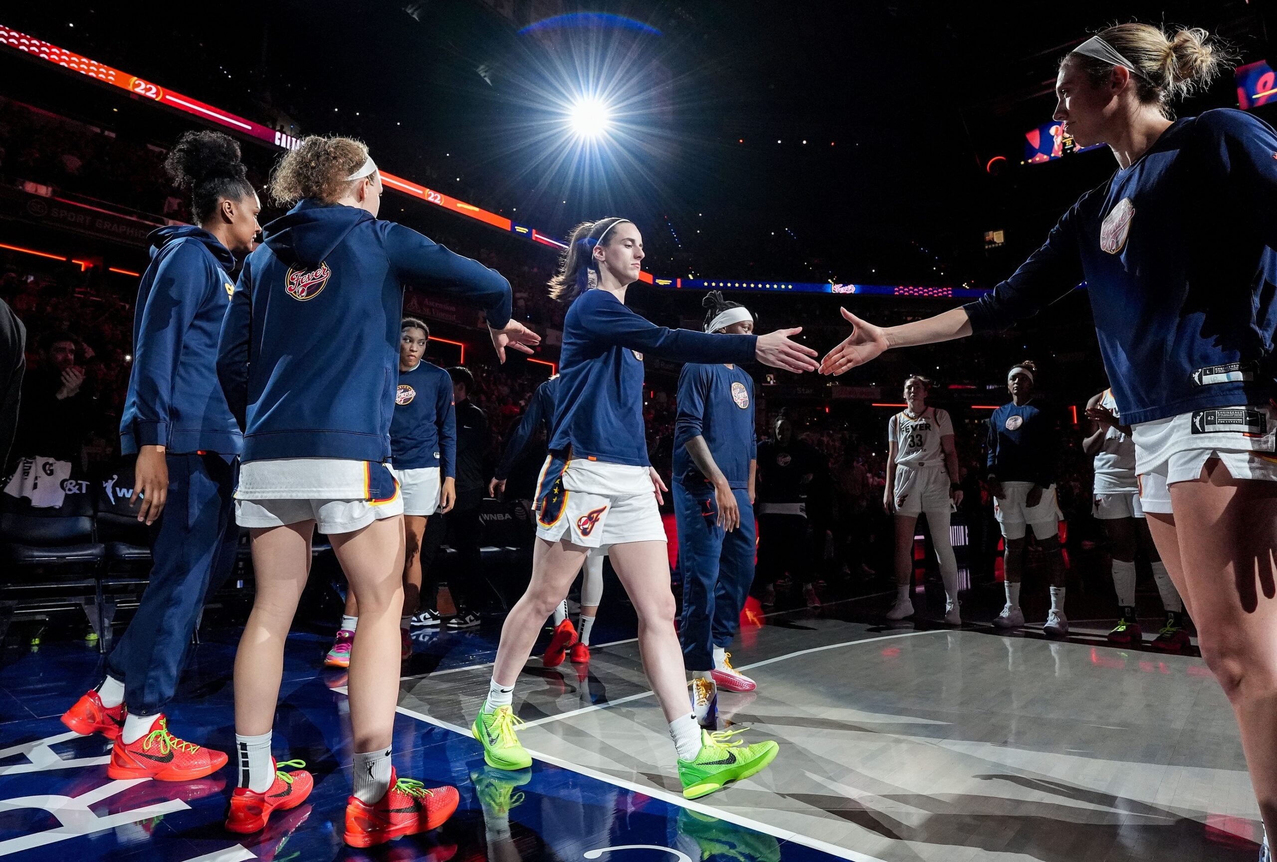 Photo of Indiana Fever guard Caitlin Clark (22) for San Antonio Spurs article about Victor Wembanyama