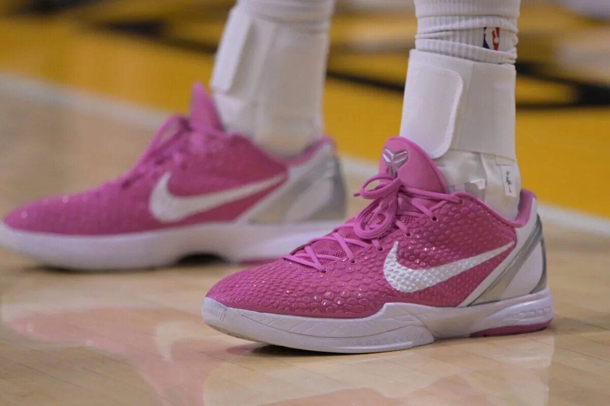 Dec 28, 2023; Los Angeles, California, USA; Detailed view of the basketball sneakers worn by Charlotte Hornets forward Brandon Miller (24) in the game against the Los Angeles Lakers at Crypto.com Arena. Mandatory Credit: Jayne Kamin-Oncea-USA TODAY Sports