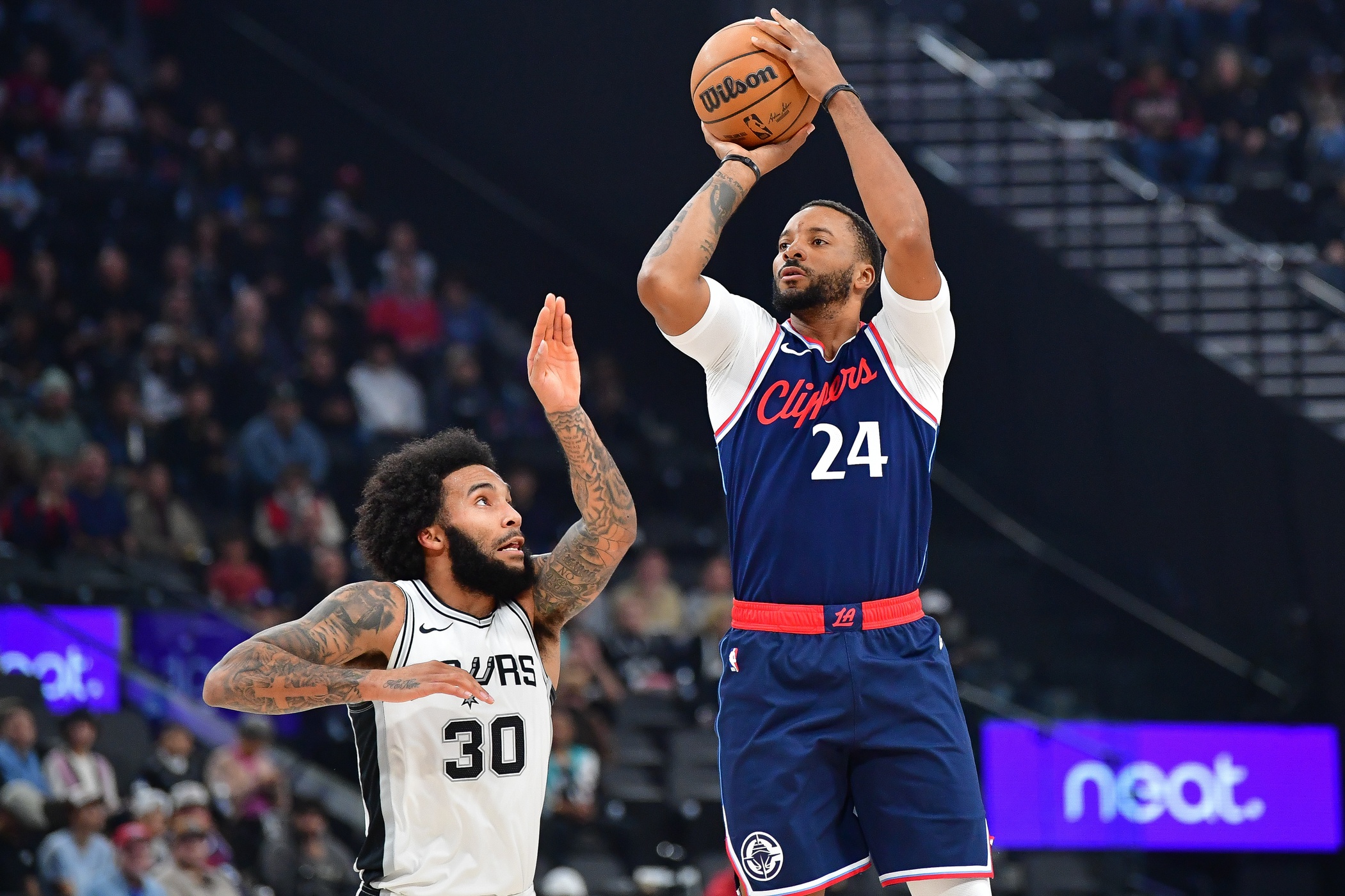 Los Angeles Clippers guard Norman Powell (24) shoots