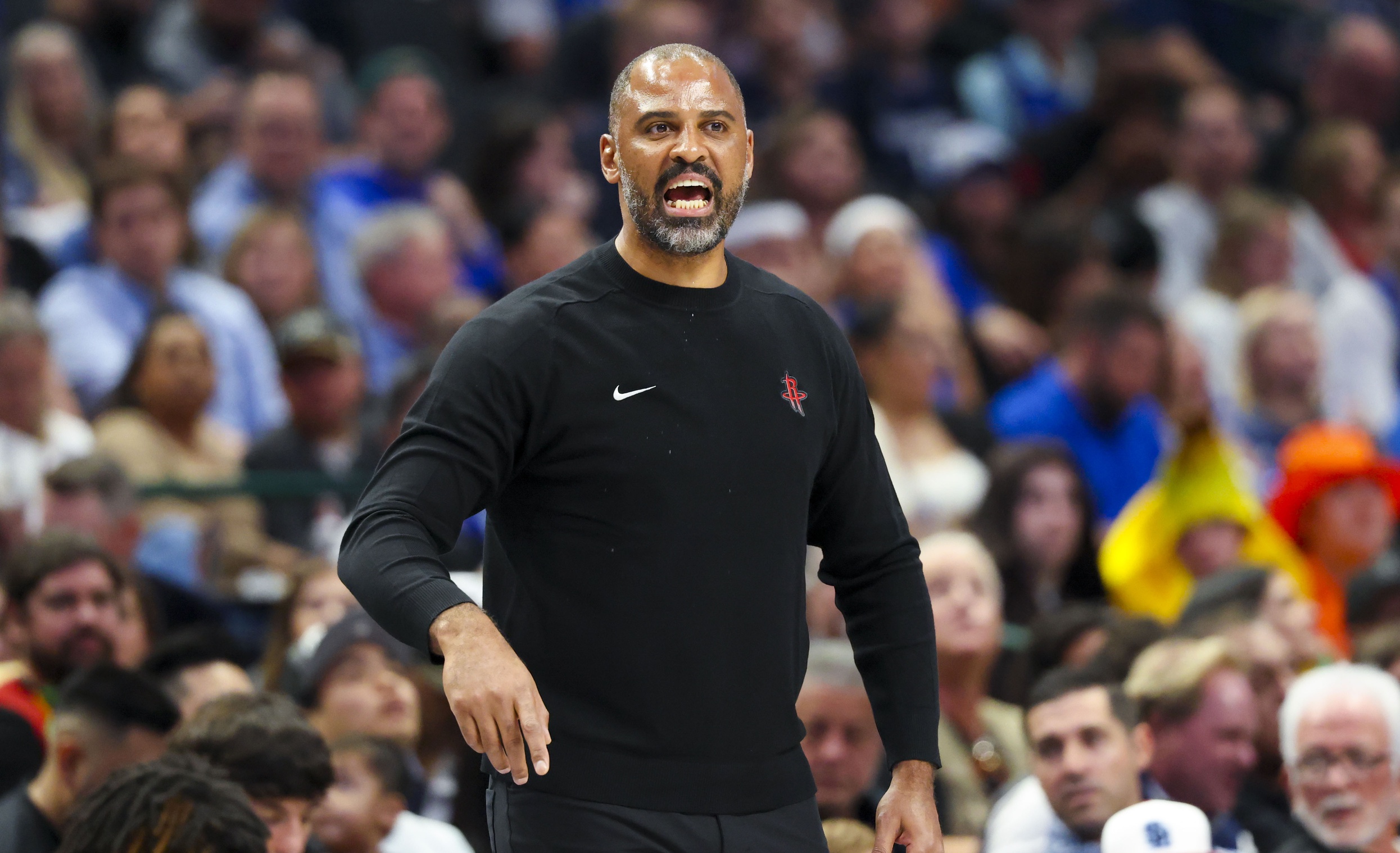 Houston Rockets head coach Ime Udoka reacts