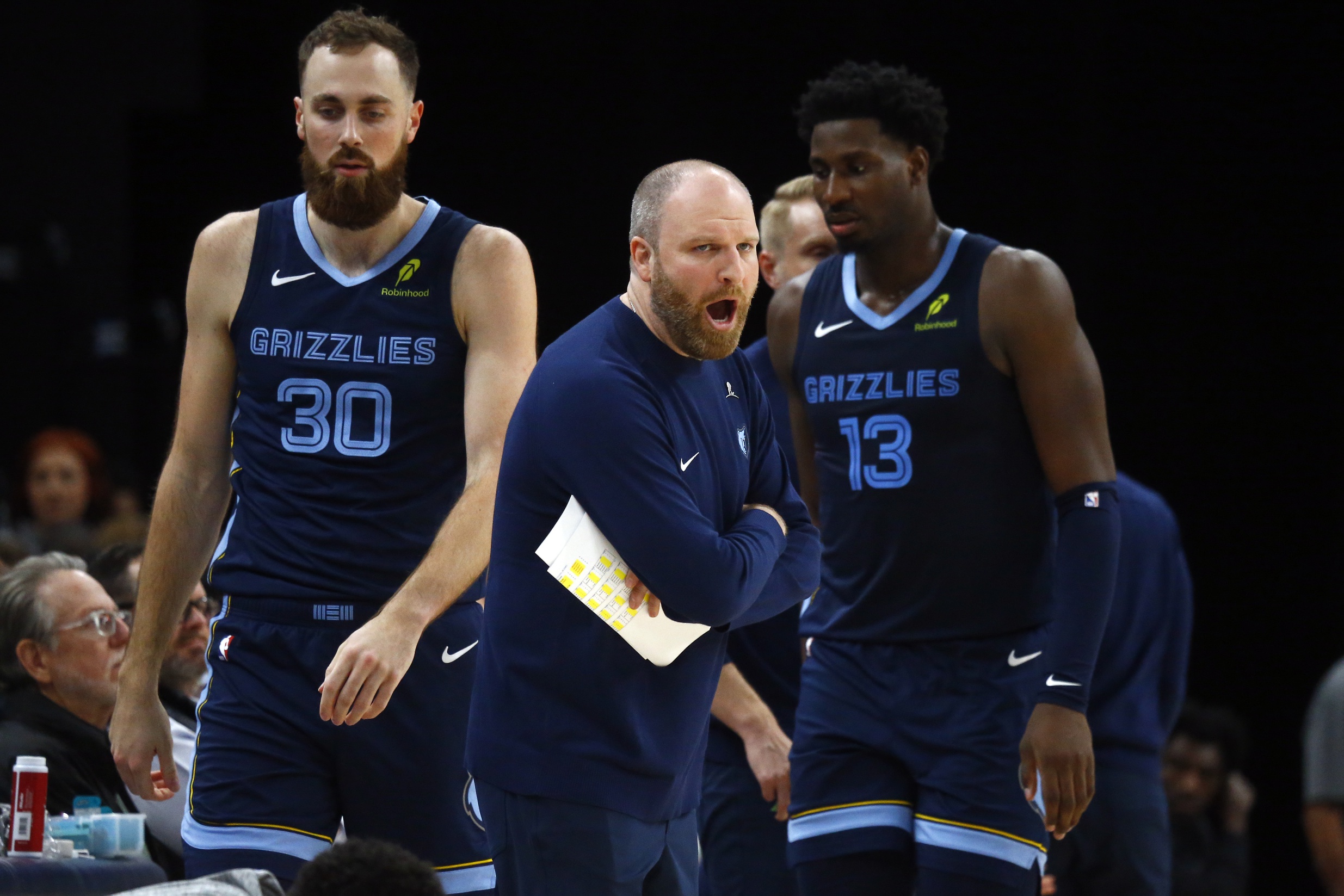 Memphis Grizzlies head coach Taylor Jenkins reacts