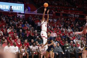 Rutgers Scarlet Knights forward Ace Bailey (4) shoots the ball