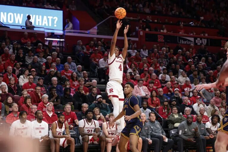 Rutgers Scarlet Knights forward Ace Bailey (4) shoots the ball