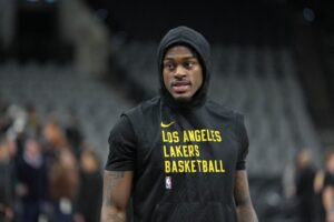 Los Angeles Lakers forward Jarred Vanderbilt (2) on the court