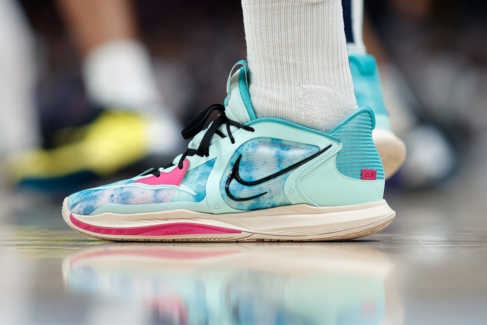 Apr 9, 2023; Denver, Colorado, USA; A detail view of the shoes worn by Denver Nuggets forward Vlatko Cancar (31) in the second quarter against the Sacramento Kings at Ball Arena. Mandatory Credit: Isaiah J. Downing-USA TODAY Sports